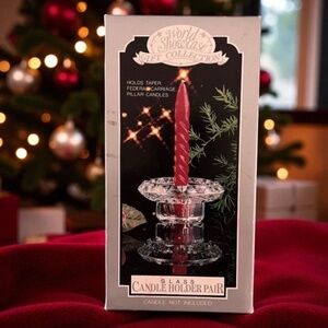 Vintage Pasari Glass Candleholder Set: Elegant Taper & Pillar Holders New in Box